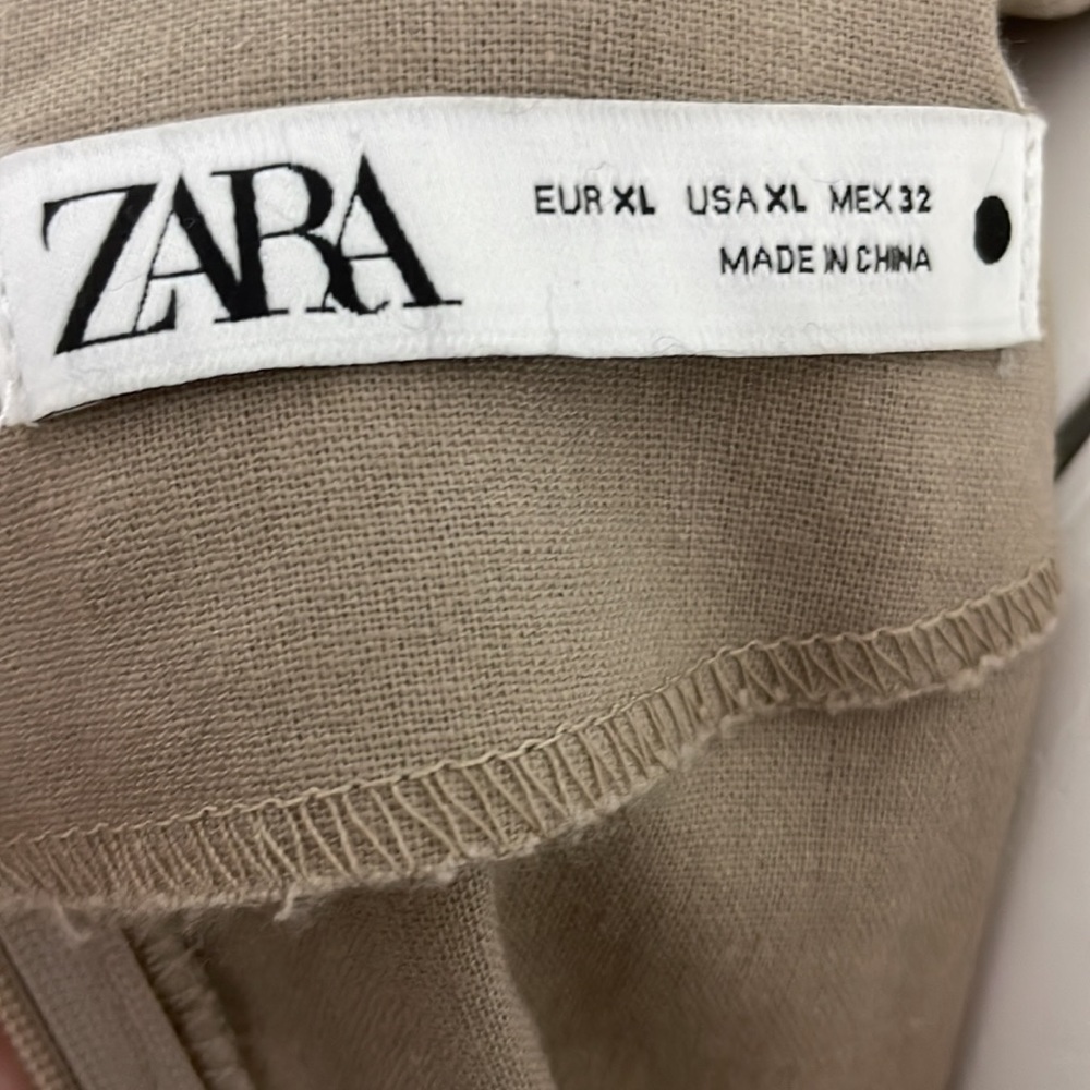 Zara Embroidered Tan Mini Dress XL - Picture 12 of 13